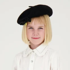Girls Black Wool Beret