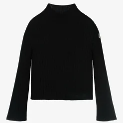 Girls Black Wool Turtleneck Sweater