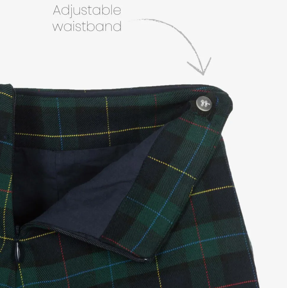 Girls Blue & Green Tartan Viscose Shorts