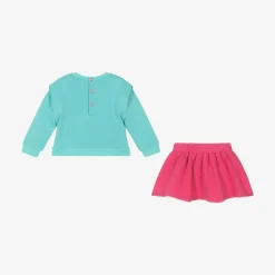 Girls Blue & Pink Cotton Skirt Set