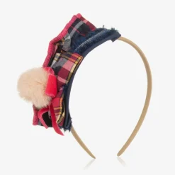 Girls Blue & Pink Tartan Hairband