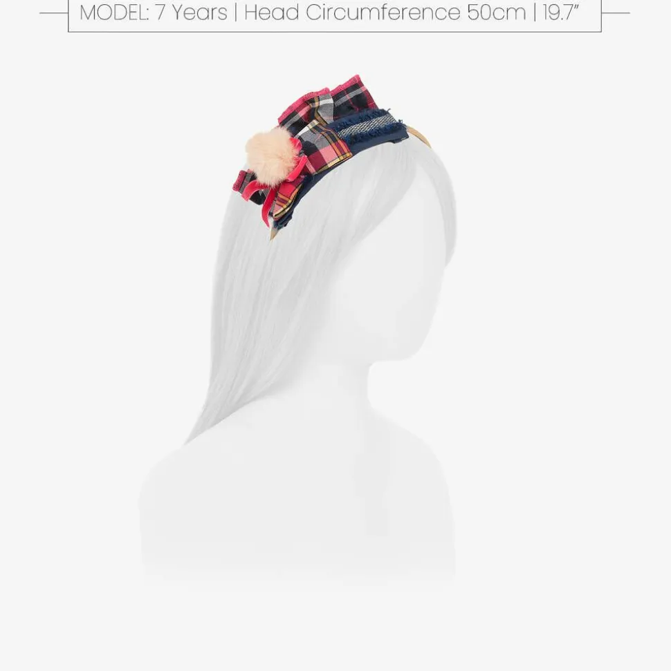 Girls Blue & Pink Tartan Hairband
