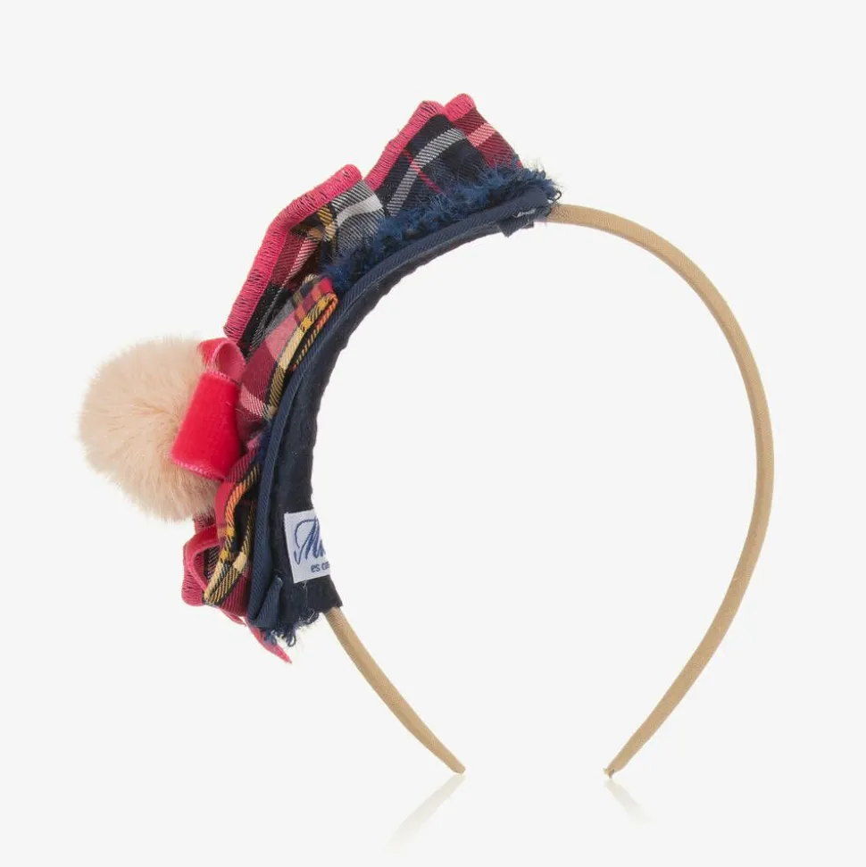 Girls Blue & Pink Tartan Hairband