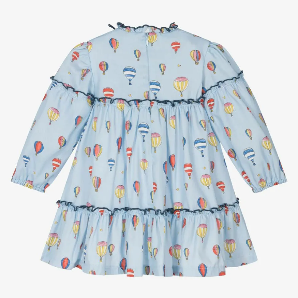 Girls Blue Cotton Balloon Dress