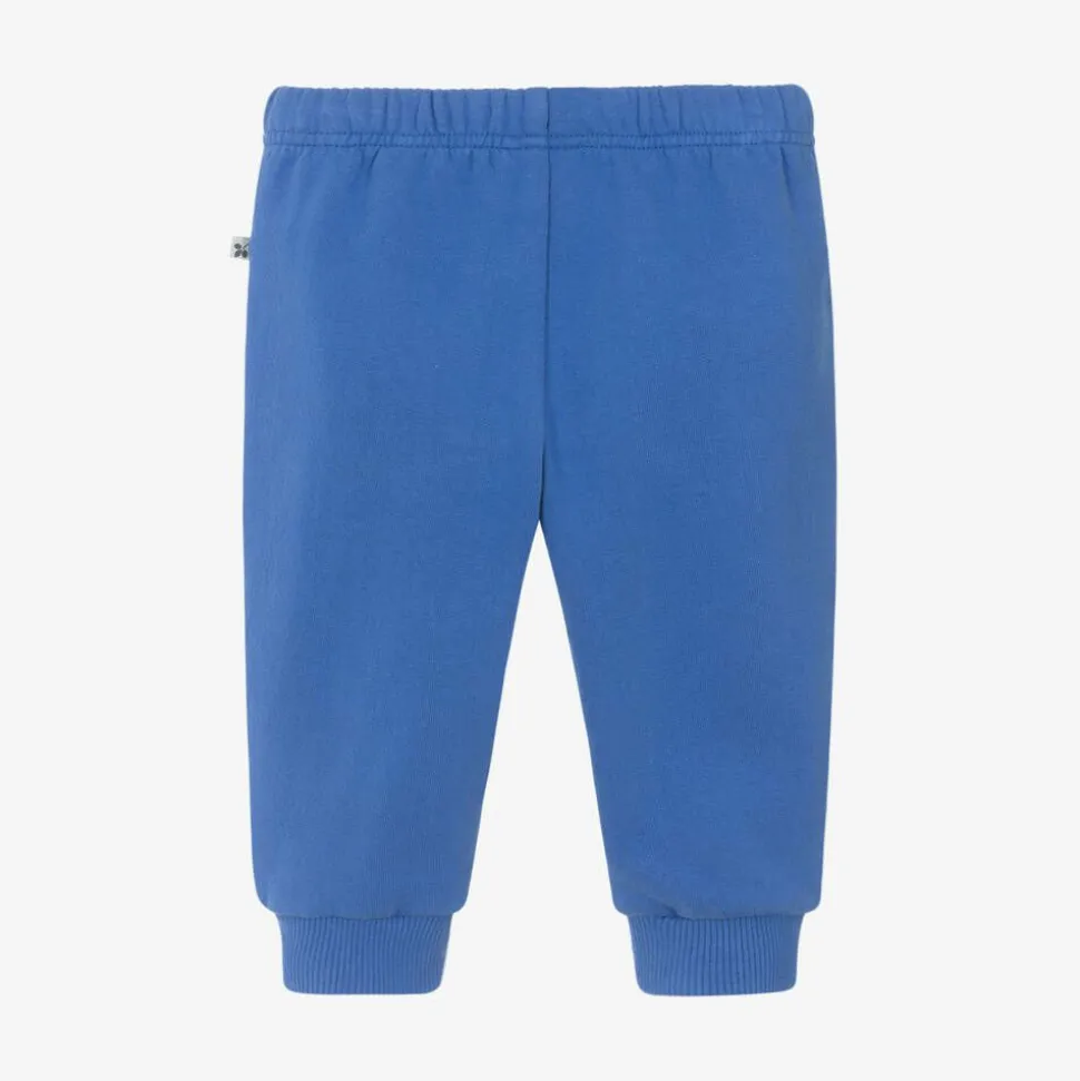 Girls Blue Cotton Flower-Patch Joggers