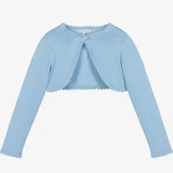 Girls Blue Cotton Knit Bolero Cardigan