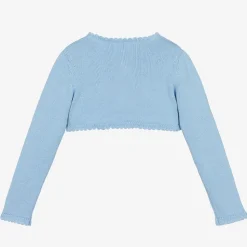 Girls Blue Cotton Knit Bolero Cardigan