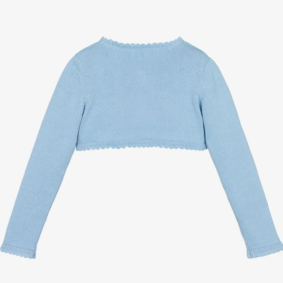 Girls Blue Cotton Knit Bolero Cardigan