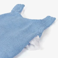 Girls Blue Crinkle Frill Swimsuit