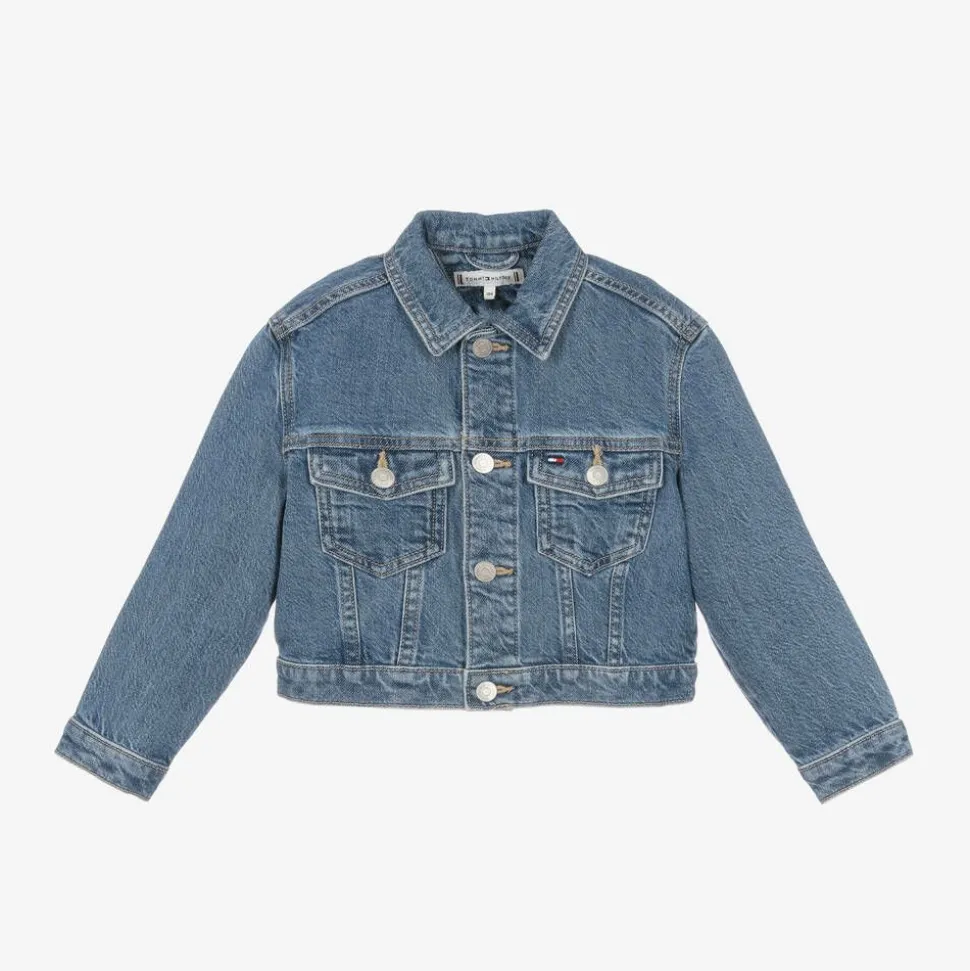 Girls Blue Cropped Denim Jacket