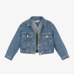 Girls Blue Cropped Denim Jacket