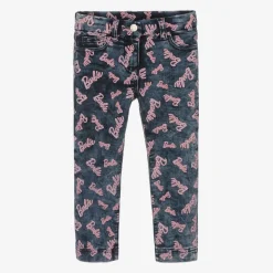 Girls Blue Denim Barbie Print Jeans