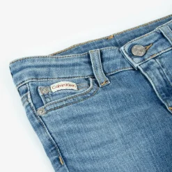 Girls Blue Denim Mid-Rise Skinny Jeans