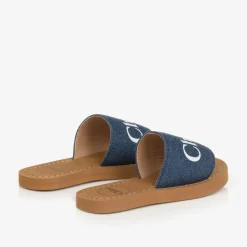 Girls Blue Denim Sliders