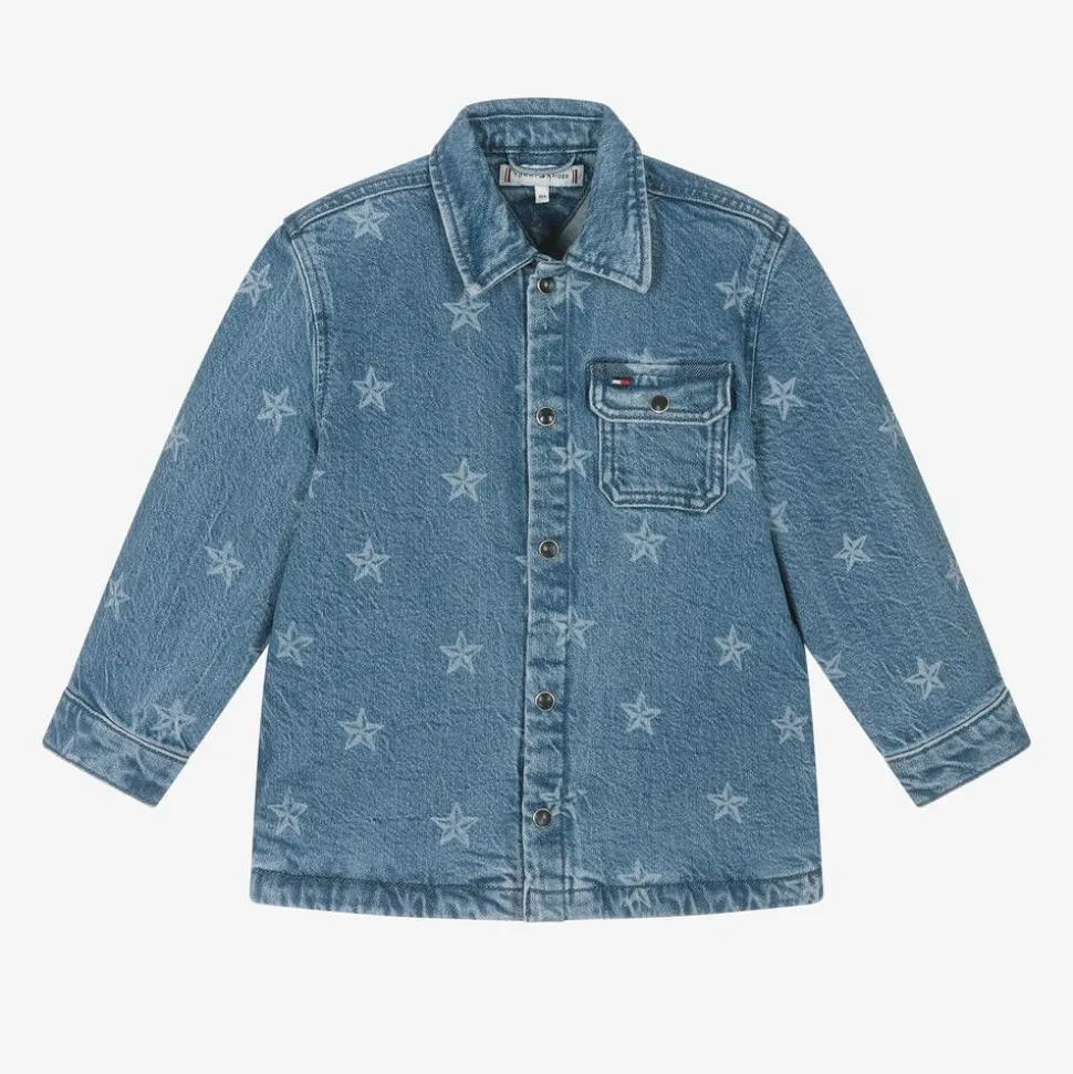 Girls Blue Denim Stars Overshirt
