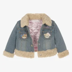 Girls Blue Denim Teddy Bear Jacket