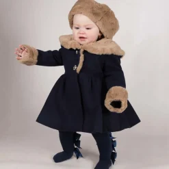 Girls Blue Faux Fur Coat & Hat