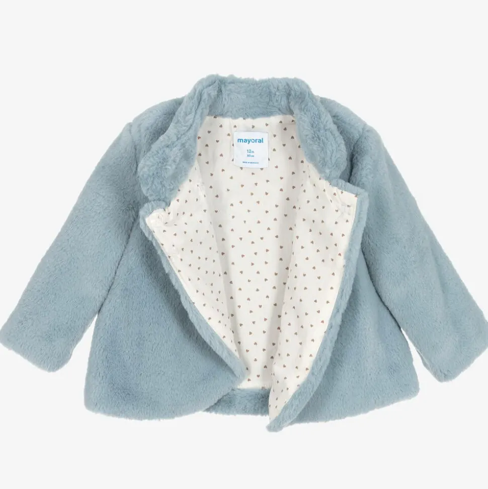 Girls Blue Faux Fur Jacket