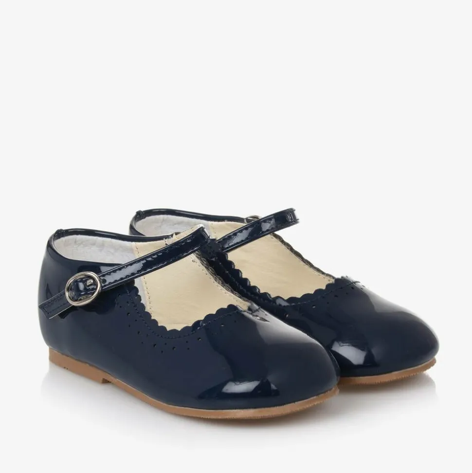 Girls Blue Faux Patent Leather Shoes