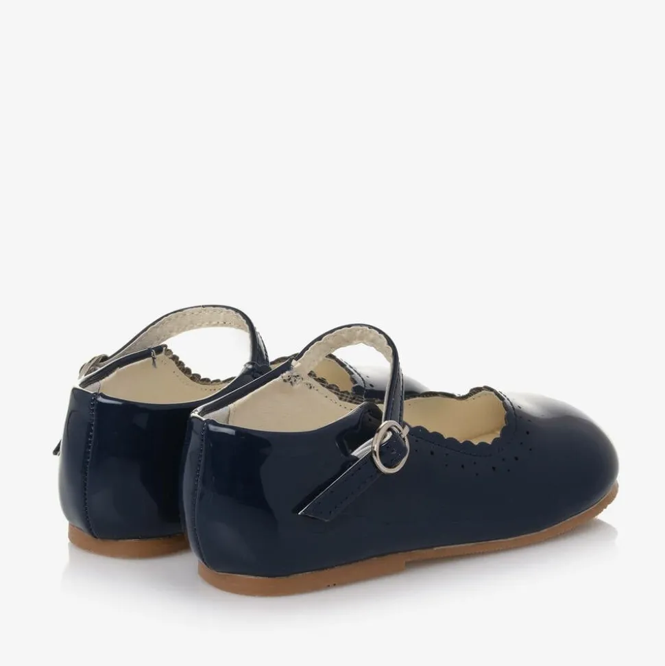 Girls Blue Faux Patent Leather Shoes