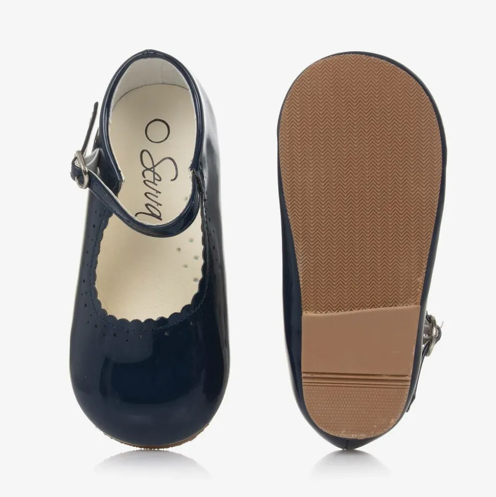 Girls Blue Faux Patent Leather Shoes