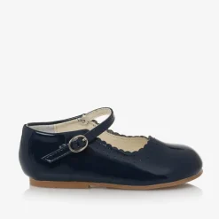 Girls Blue Faux Patent Leather Shoes