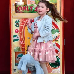 Girls Blue Faux Suede Biker Jacket