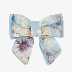 Girls Blue Floral Bow Hair Clip (14cm)