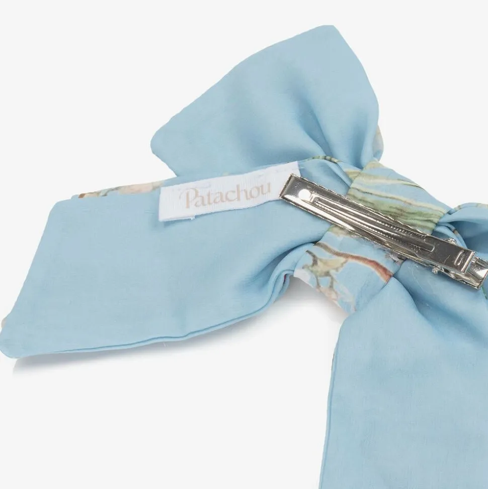 Girls Blue Floral Bow Hair Clip (14cm)