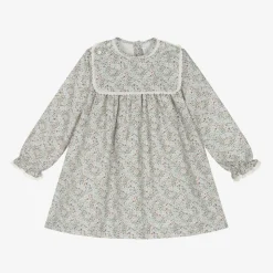 Girls Blue Floral Cotton Dress