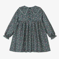 Girls Blue Floral Cotton Dress