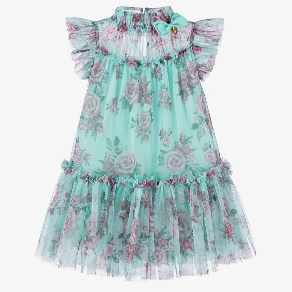 Girls Blue Floral Dress