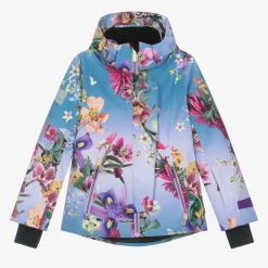 Girls Blue Floral Ski Jacket