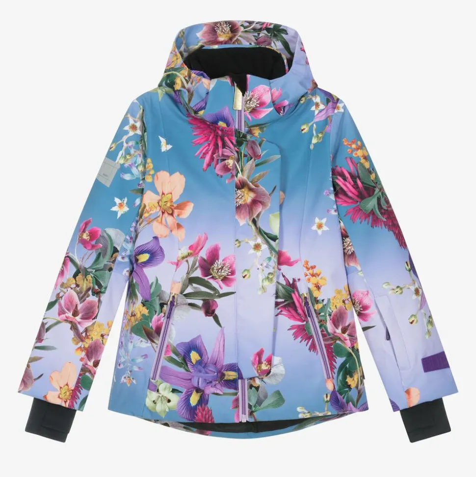 Girls Blue Floral Ski Jacket