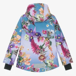 Girls Blue Floral Ski Jacket