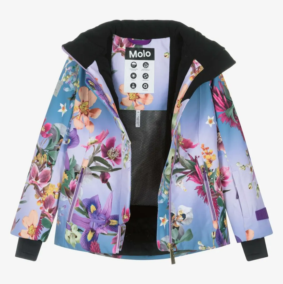 Girls Blue Floral Ski Jacket