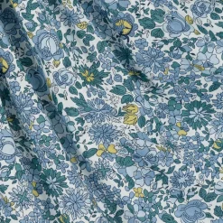 Girls Blue Floral Smocked Cotton Dress