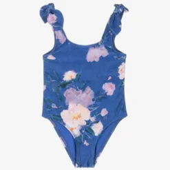 Girls Blue Floral Swimsuit