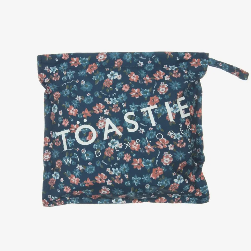 Girls Blue Floral Waterproof Puddlesuit