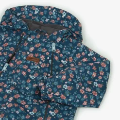 Girls Blue Floral Waterproof Puddlesuit