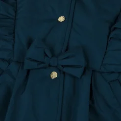 Girls Blue Hooded Bow Coat