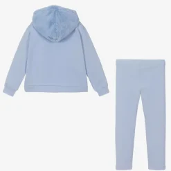 Girls Blue Hooded Cotton Leggings Set