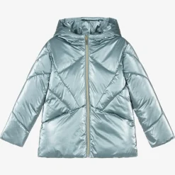 Girls Blue Hooded Puffer Jacket