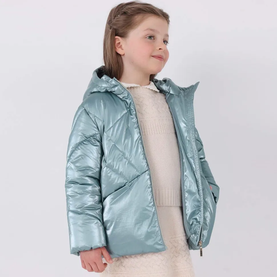 Girls Blue Hooded Puffer Jacket