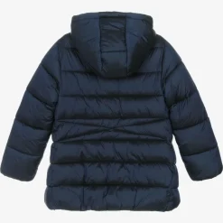 Girls Blue Hooded Puffer Coat