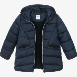 Girls Blue Hooded Puffer Coat