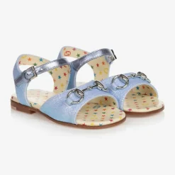 Girls Blue Horsebit Sandals
