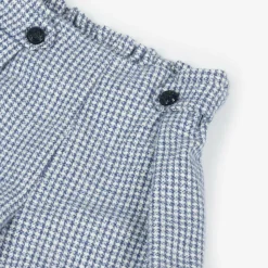 Girls Blue Houndstooth Cotton Shorts