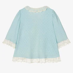 Girls Blue Knitted Dressing Gown