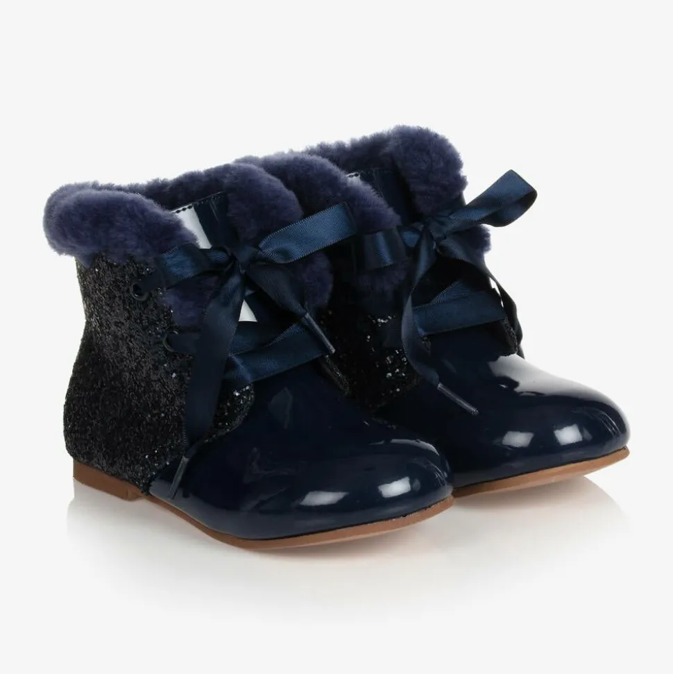 Girls Blue Leather Boots